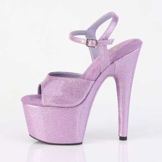 Product image of Pleaser ADORE-709GP Lilac Glitter Pat/M 7 Inch Heel 2 3/4 Inch PF Ankle Strap Sandal