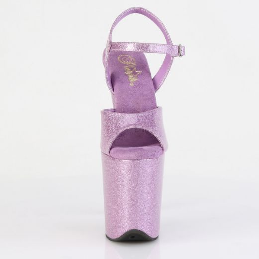 Product image of Pleaser FLAMINGO-809GP Lilac Glitter Pat/M 8 Inch Heel 4 Inch PF Ankle Strap Sandal