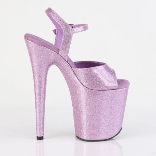 Product image of Pleaser FLAMINGO-809GP Lilac Glitter Pat/M 8 Inch Heel 4 Inch PF Ankle Strap Sandal