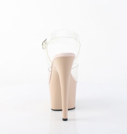 Product image of Pleaser ADORE-708 Clr/Nude 7 Inch Heel 2 3/4 Inch PF Ankle Strap Sandal