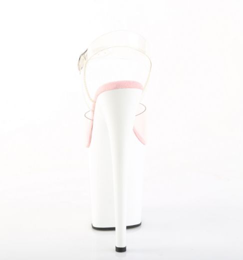 Product image of Pleaser FLAMINGO-808 Clr-B. Pink/Wht 8 Inch Heel 4 Inch PF Ankle Strap Sandal