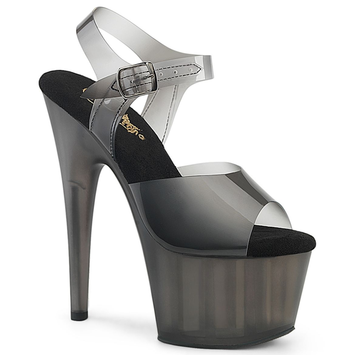 Product image of Pleaser ADORE-708N-T Blk Gradient TPU/Smoke Tinted 7 Inch Heel 2 3/4 Inch Tinted PF Ankle Strap Sandal