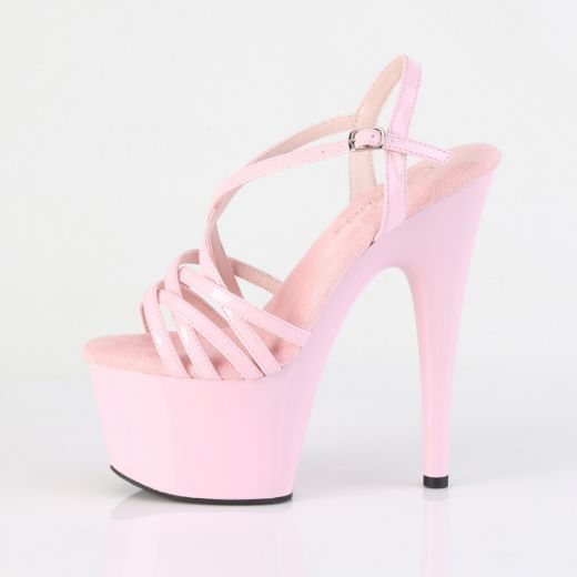 Product image of Pleaser ADORE-713 B. Pink Pat/B. Pink 7 Inch Heel 2 3/4 Inch PF Criss Cross Strap Sandal