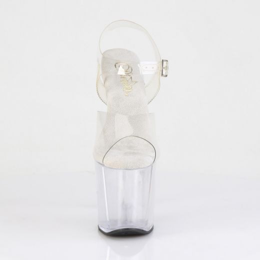 Product image of Pleaser RAZZLE-808 Clr/Clr 8 Inch Heel 3 1/2 Inch PF Ankle Strap Sandal