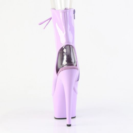 Product image of Pleaser ADORE-1016 Lavender Pat/Lavender 7 Inch Heel 2 3/4 Inch PF Open Toe/Heel Ankle Boot Side Zip