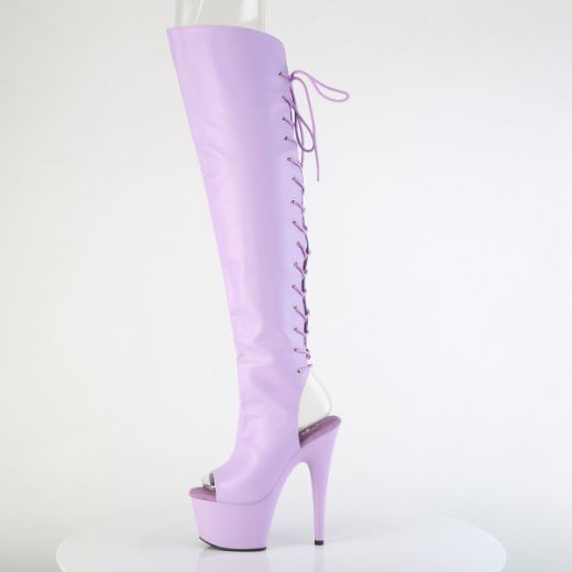 Product image of Pleaser ADORE-3019 Lavender Faux Leather/Lavender Matte 7 Inch Heel 2 3/4 Inch PF Open Toe Over-The-Knee Boot Side Zip