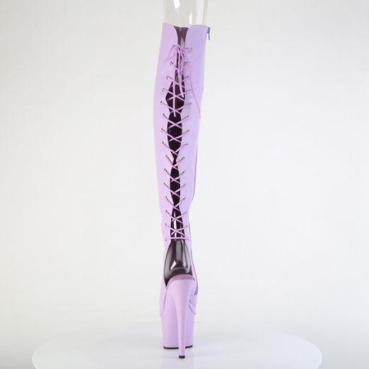 Product image of Pleaser ADORE-3019 Lavender Faux Leather/Lavender Matte 7 Inch Heel 2 3/4 Inch PF Open Toe Over-The-Knee Boot Side Zip