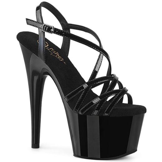 Product image of Pleaser ADORE-713 Blk Pat/Blk 7 Inch Heel 2 3/4 Inch PF Criss Cross Strap Sandal