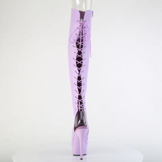 Product image of Pleaser DELIGHT-3019 Lavender Faux Leather/Lavender Matte 6 Inch Heel 1 3/4 Inch PF Open Toe Over-The-Knee Boot Side Zip