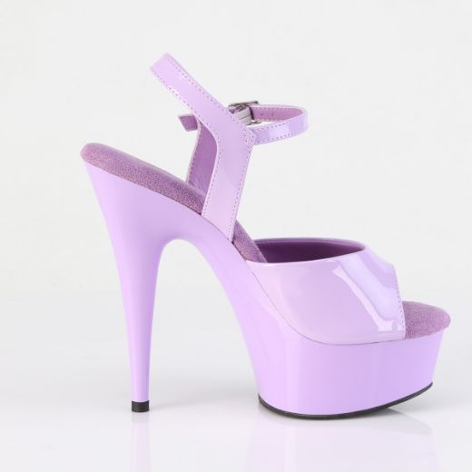 Product image of Pleaser DELIGHT-609 Lavender Pat/Lavender 6 Inch Heel 1 3/4 Inch PF Ankle Strap Sandal