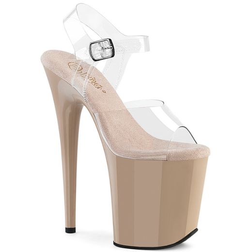 Product image of Pleaser FLAMINGO-808 Clr/Nude 8 Inch Heel 4 Inch PF Ankle Strap Sandal