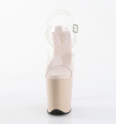 Product image of Pleaser FLAMINGO-808 Clr/Nude 8 Inch Heel 4 Inch PF Ankle Strap Sandal