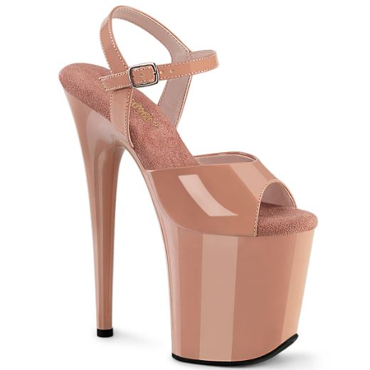 Product image of Pleaser FLAMINGO-809 Blush Pat/Blush 8 Inch Heel 4 Inch PF Ankle Strap Sandal