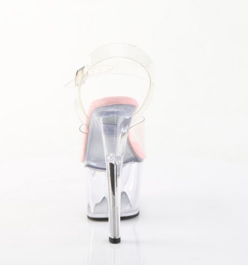 Product image of Pleaser SKY-308 Clr-B.Pink/Clr 7 Inch Heel 2 3/4 Inch PF Ankle Strap Sandal