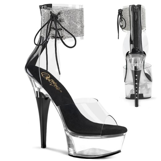 Product image of Pleaser CAPTIVA-624RS Clr/Blk 6 Inch Heel 1 3/4 Inch PF RS Ankle Cuff Sandal Back Zip