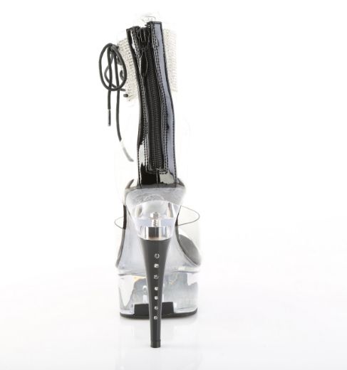 Product image of Pleaser CAPTIVA-624RS Clr/Blk 6 Inch Heel 1 3/4 Inch PF RS Ankle Cuff Sandal Back Zip