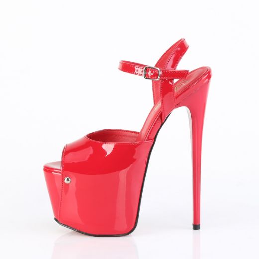 Product image of Pleaser JUBILANT-09 Red Pat 7 Inch Heel 3 Inch Concealed PF Ankle Strap Sandal