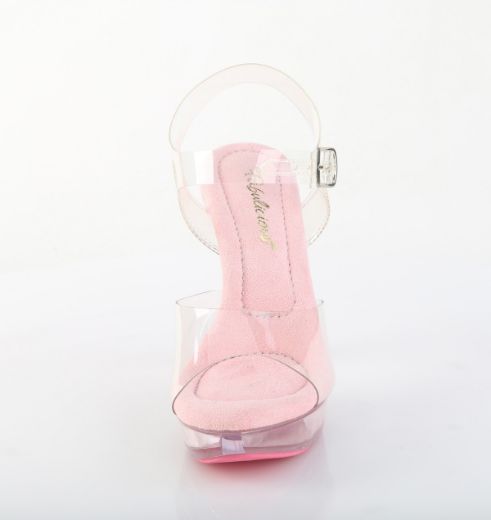Product image of Fabulicious COCKTAIL-508 Clr-B. Pink/B. Pink Tinted 5 Inch Heel 1 Inch PF Ankle Strap Sandal