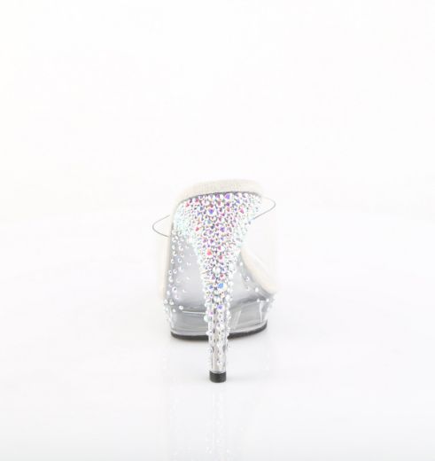 Product image of Fabulicious LIP-101CAS Clr/Slv AB RS 5 Inch Heel 3/4 Inch PF Slide w/RS