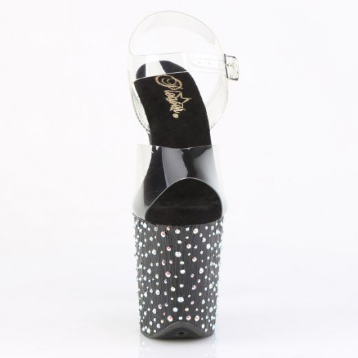 Product image of Pleaser STARDANCE-808 Clr/Blk-Slv Multi RS 8 Inch Heel 4 Inch PF Ankle Strap Sandal