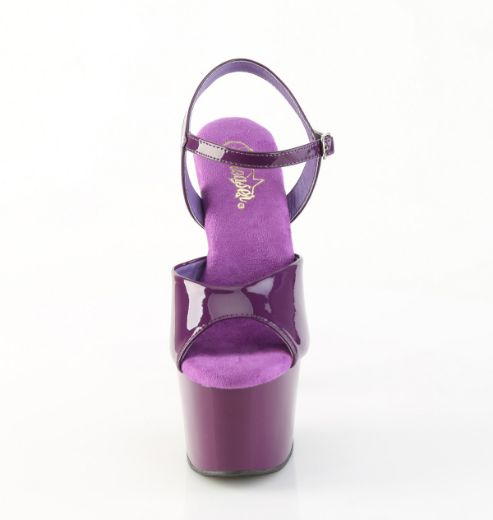 Product image of Pleaser ADORE-709 Purple Pat/Purple 7 Inch Heel 2 3/4 Inch PF Ankle Strap Sandal