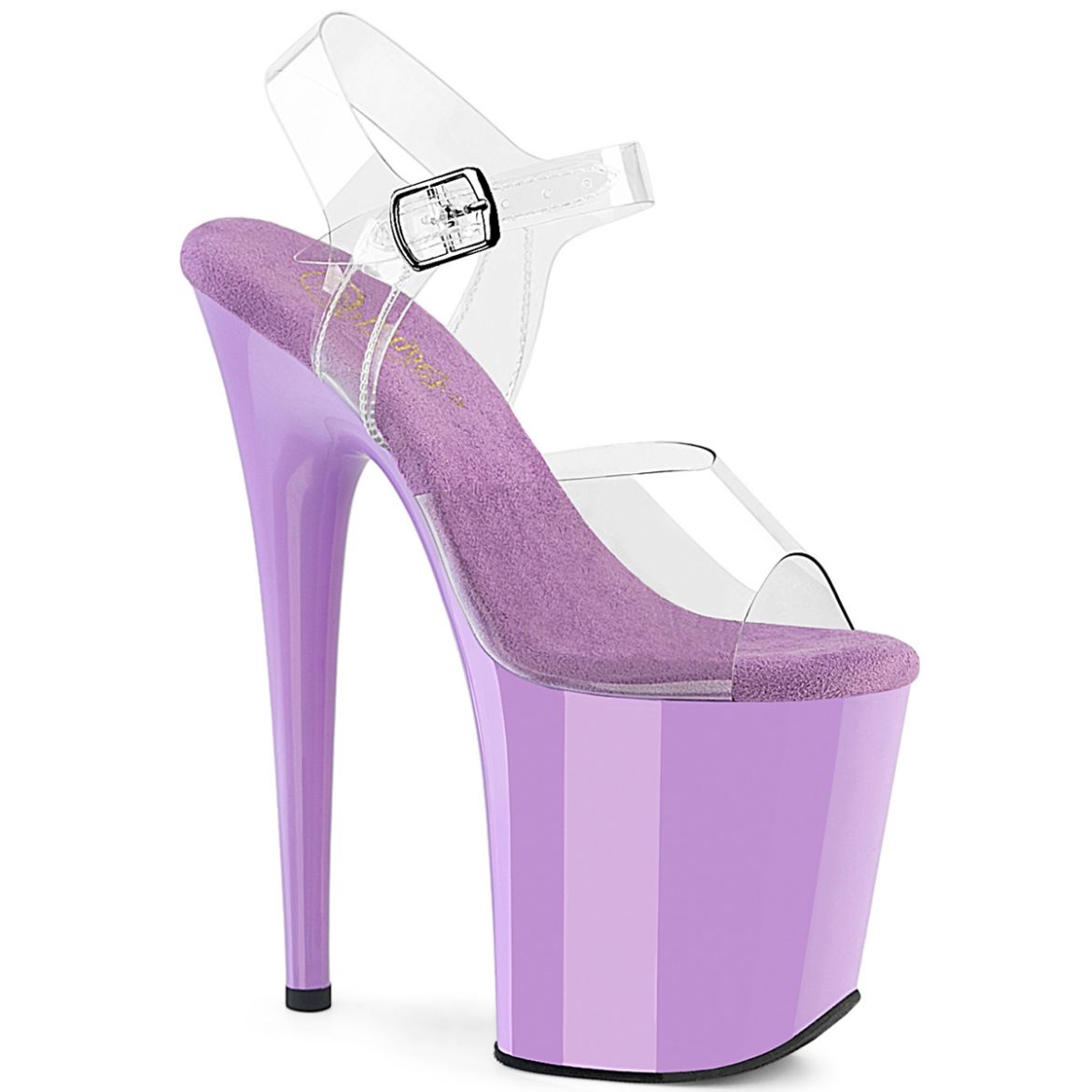Product image of Pleaser FLAMINGO-808 Clr/Lavender 8 Inch Heel 4 Inch PF Ankle Strap Sandal