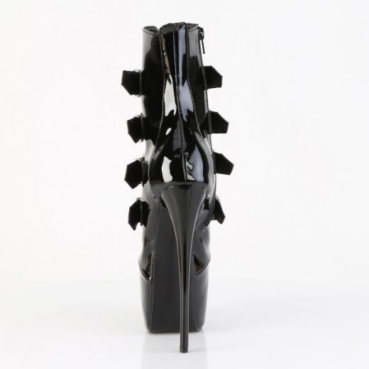 Product image of Pleaser JUBILANT-1023 Blk Pat 7 Inch Heel  3 Inch Concealed PF Strappy Ankle Boot Side Zip