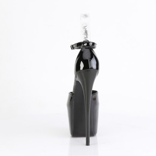 Product image of Pleaser JUBILANT-15 Blk Pat 7 Inch Heel 3 Inch Concealed PF Close Back Ankle Strap Sandal