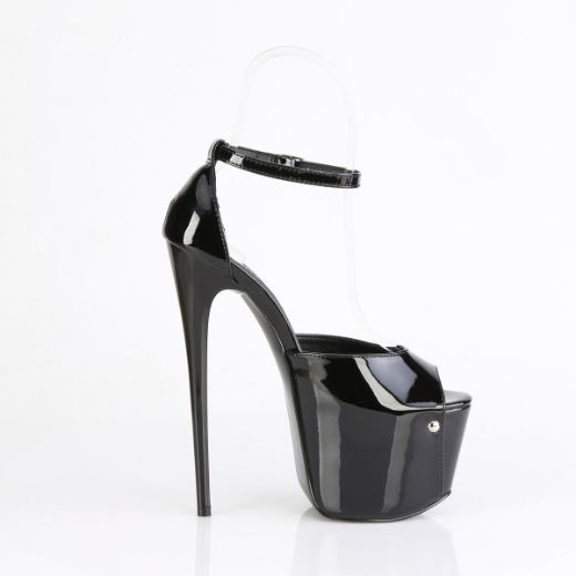 Product image of Pleaser JUBILANT-15 Blk Pat 7 Inch Heel 3 Inch Concealed PF Close Back Ankle Strap Sandal