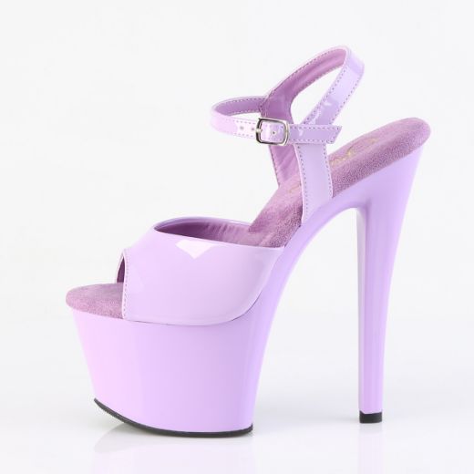Product image of Pleaser SKY-309 Lavender Pat/Lavender 7 Inch Heel 2 3/4 Inch PF Ankle Strap Sandal