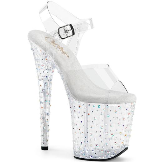 Product image of Pleaser STARDANCE-808 Clr/Clr-Slv Multi RS 8 Inch Heel 4 Inch PF Ankle Strap Sandal