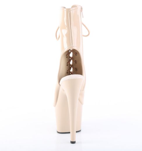 Product image of Pleaser ADORE-1016 Nude Pat/Nude 7 Inch Heel 2 3/4 Inch PF Open Toe/Heel Ankle Boot Side Zip