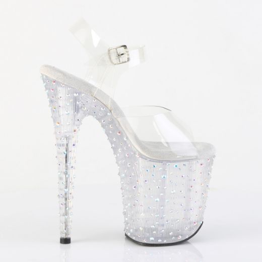 Product image of Pleaser STARDANCE-808 Clr/Clr-Slv Multi RS 8 Inch Heel 4 Inch PF Ankle Strap Sandal