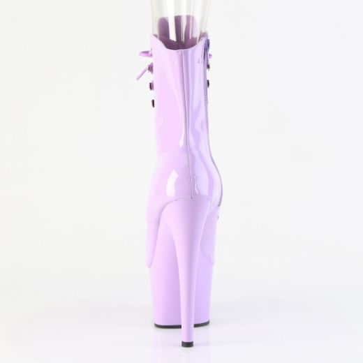 Product image of Pleaser ADORE-1021 Lavender Pat/Lavender 7 Inch Heel 2 3/4 Inch PF Peep Toe Lace-Up Ankle Boot Side Zip
