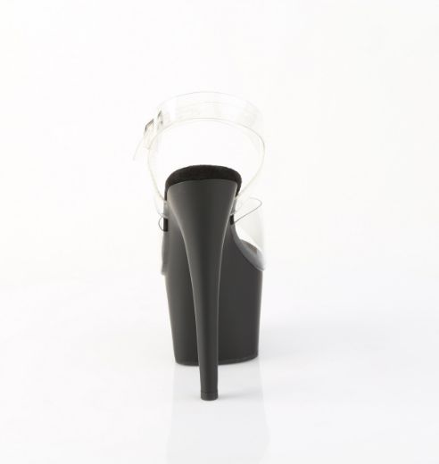 Product image of Pleaser ADORE-708 Clr/Blk Matte 7 Inch Heel 2 3/4 Inch PF Ankle Strap Sandal