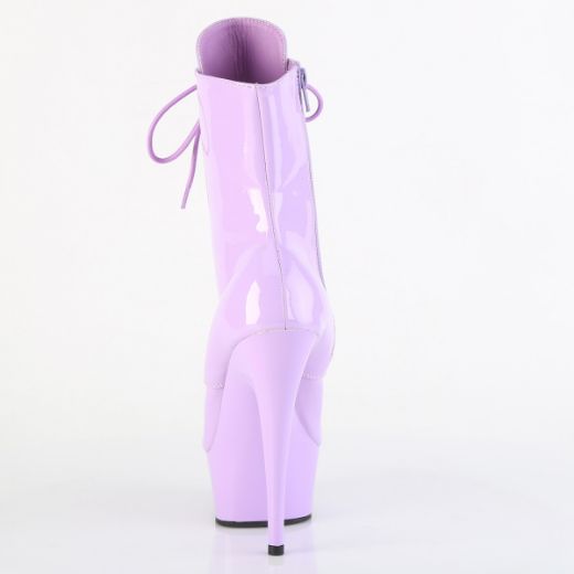 Product image of Pleaser DELIGHT-1020 Lavender Pat/Lavender 6 Inch Heel 1 3/4 Inch PF Lace-Up Front Ankle Boot Side Zip