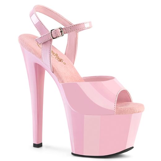 Product image of Pleaser SKY-309 B. Pink Pat/B. Pink 7 Inch Heel 2 3/4 Inch PF Ankle Strap Sandal