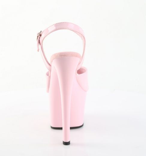 Product image of Pleaser SKY-309 B. Pink Pat/B. Pink 7 Inch Heel 2 3/4 Inch PF Ankle Strap Sandal