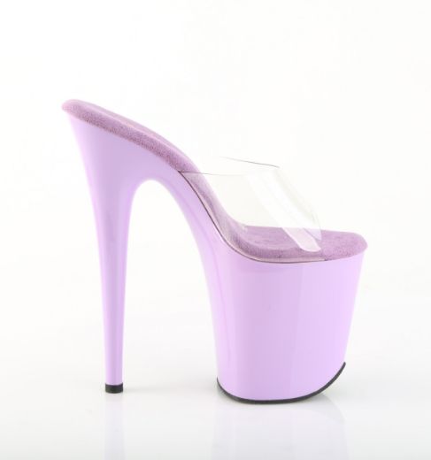 Product image of Pleaser FLAMINGO-801 Clr/Lavender 8 Inch Heel 4 Inch PF Slide