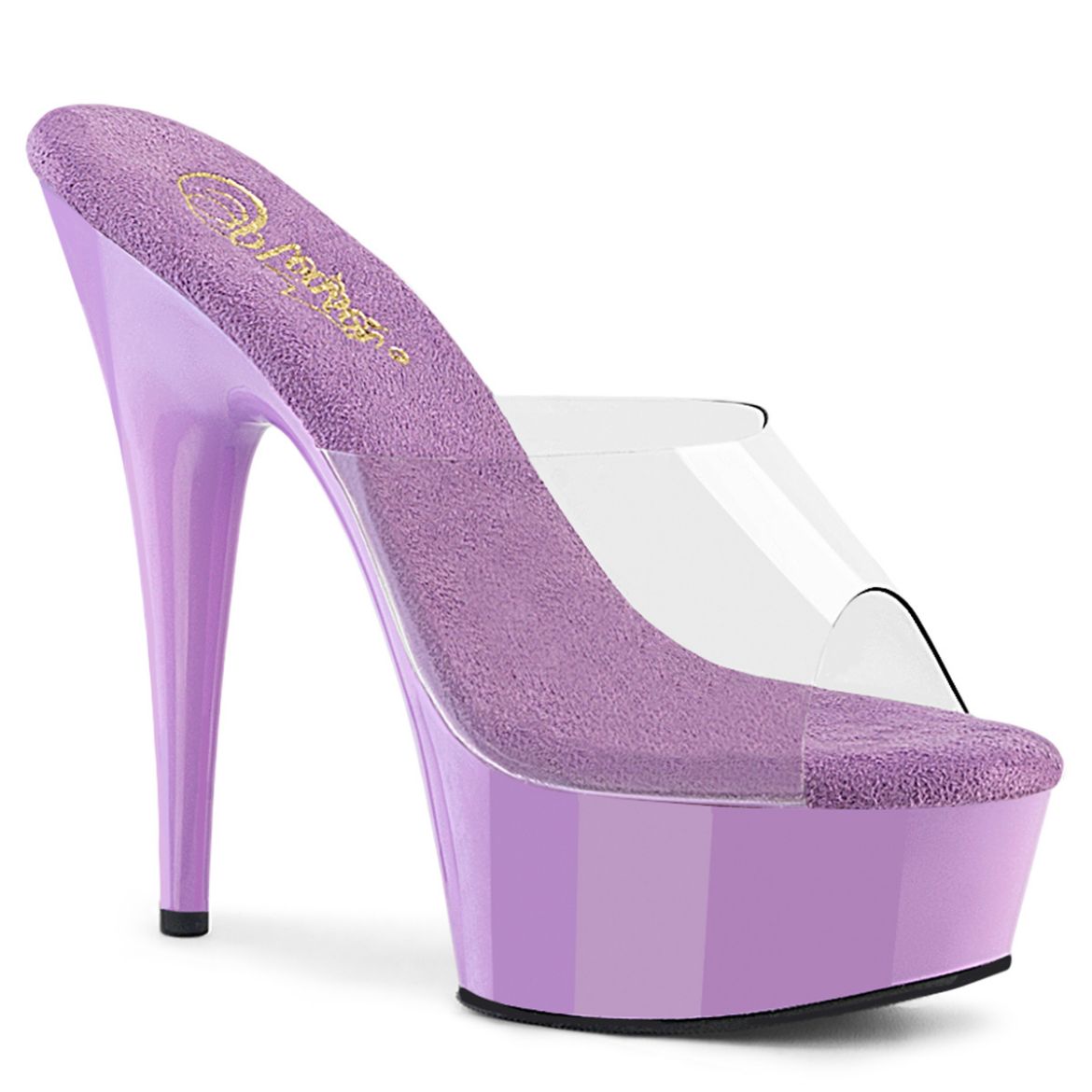 Product image of Pleaser DELIGHT-601 Clr/Lavender 6 Inch Heel 1 3/4 Inch Platform Slide