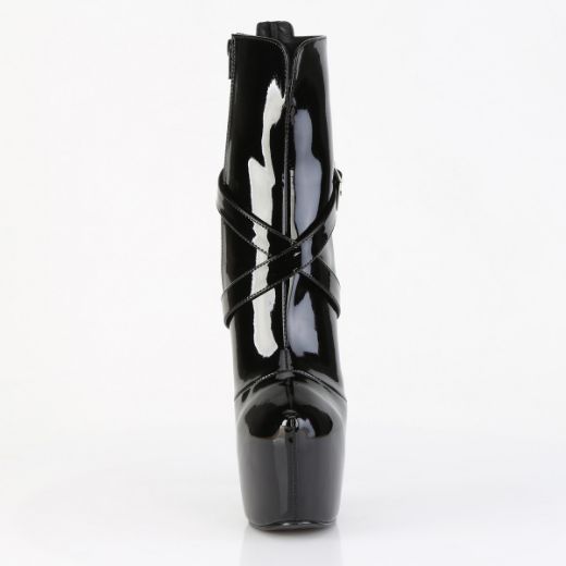 Product image of Pleaser JUBILANT-1011 Blk Pat 7 Inch Heel 3 Inch Concealed PF Ankle Boot Side Zip