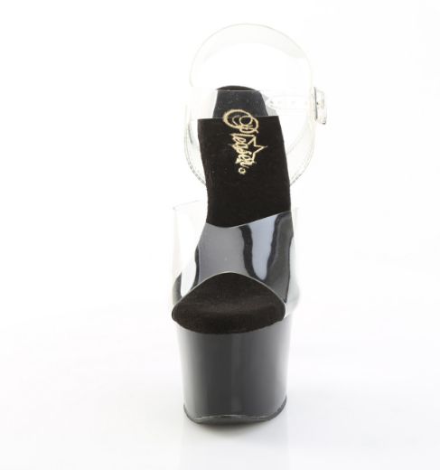 Product image of Pleaser SKY-308CRS Clr/Blk-Lavender RS 7 Inch Heel 2 3/4 Inch PF Ankle Strap Sandal