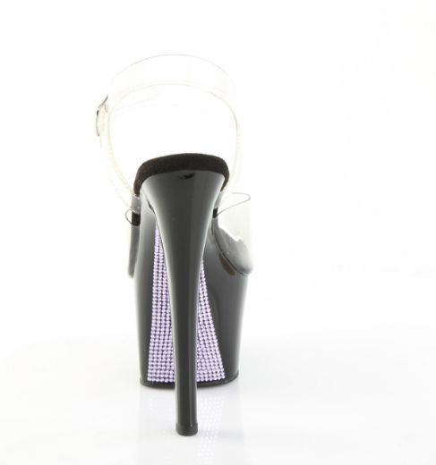 Product image of Pleaser SKY-308CRS Clr/Blk-Lavender RS 7 Inch Heel 2 3/4 Inch PF Ankle Strap Sandal