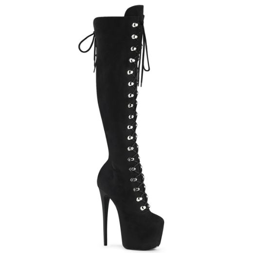 Product image of Pleaser JUBILANT-3012FS Blk Faux Suede 7 Inch Heel 3 Inch Concealed PF Over-The-Knee Boot Side Zip