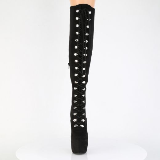 Product image of Pleaser JUBILANT-3012FS Blk Faux Suede 7 Inch Heel 3 Inch Concealed PF Over-The-Knee Boot Side Zip
