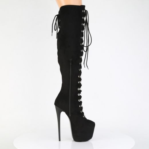Product image of Pleaser JUBILANT-3012FS Blk Faux Suede 7 Inch Heel 3 Inch Concealed PF Over-The-Knee Boot Side Zip