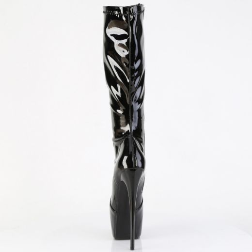 Product image of Pleaser JUBILANT-2000 Blk Str. Pat 7 Inch Heel 3 Inch Concealed PF Stretch Knee Boot Side Zip