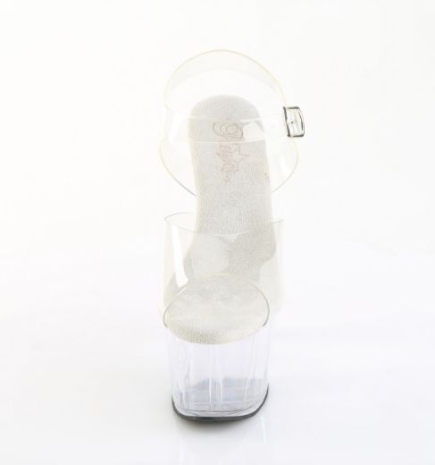 Product image of Pleaser ADORE-708PREM Clr TPU/Clr 7 Inch Heel 2 3/4 Inch PF Ankle Strap Sandal