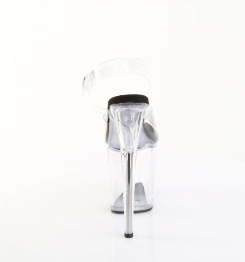 Product image of Pleaser FLAMINGO-808PREM Clr TPU-Blk/Clr 8 Inch Heel 4 Inch PF Ankle Strap Sandal