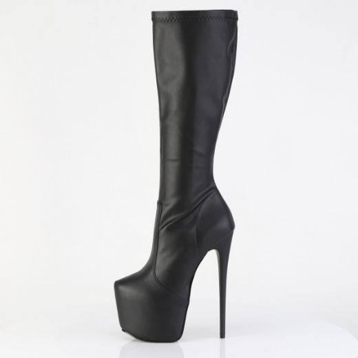 Product image of Pleaser JUBILANT-2000 Blk Str. Faux Leather 7 Inch Heel 3 Inch Concealed PF Stretch Knee Boot Side Zip